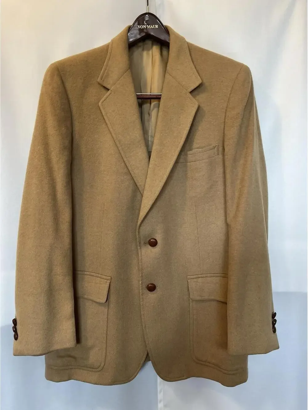 Vintage John Weitz by Palm Beach Mens Camel Hair Tan 2 Button Blazer Jacket